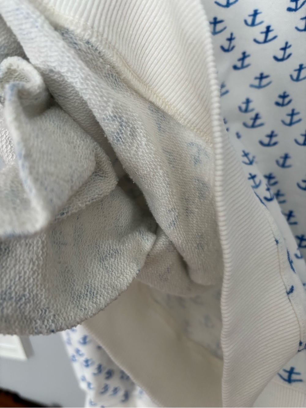 Women's Anchor-Print Crewneck Sweatshirt - White / Blue - Picture 3 of 4